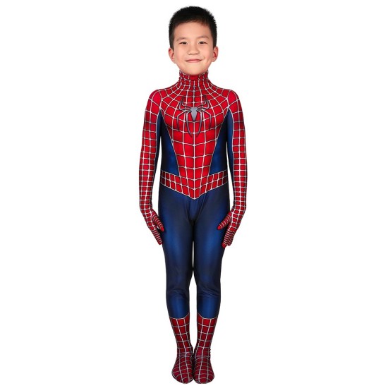 Kids Spider-man Cosplay Suit Spandex Tobey Maguire Suit Printed Edition Kids Spider-man Cosplay Suit Spandex Tobey Maguire Suit Printed Edition