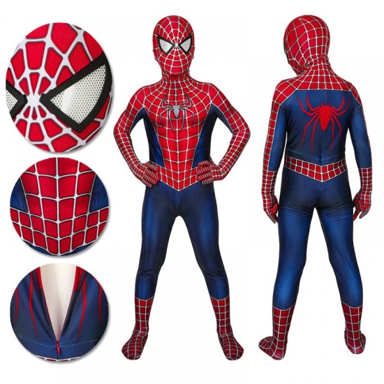 Kids Spider-man Cosplay Suit Spandex Tobey Maguire Suit Printed Edition Kids Spider-man Cosplay Suit Spandex Tobey Maguire Suit Printed Edition