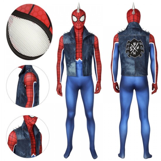 Punk-Rock Spidey Suit Hobart Brown Bodysuit With Vest Punk-Rock Spidey Suit Hobart Brown Bodysuit With Vest