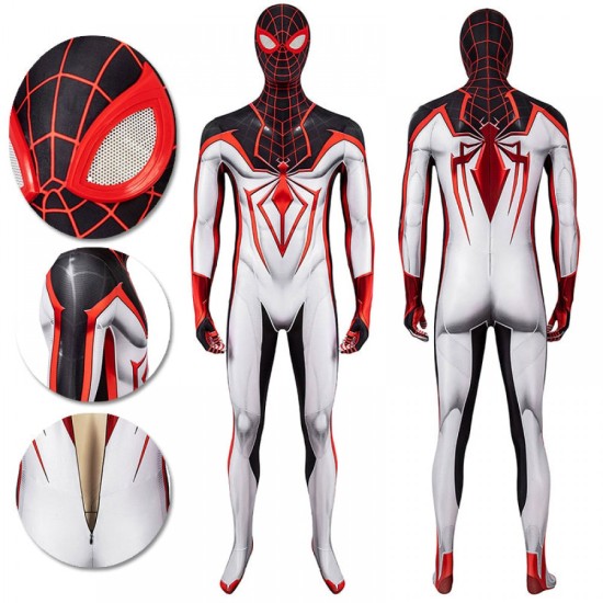 Spider-man Tracksuit Spiderman Miles Morales White Cosplay Suit Spider-man Tracksuit Spiderman Miles Morales White Cosplay Suit